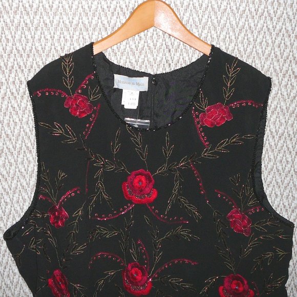 Embroidered Floral Beaded Sleeveless Blouse Evening Holiday size 24W New - Picture 3 of 13